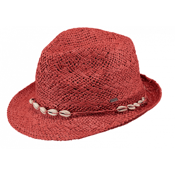 Red Paper Straw Trilby Hat Amurat - Barts