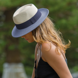 Fedora Naledi Hat White Cream/Navy UPF50+ - House of Ord