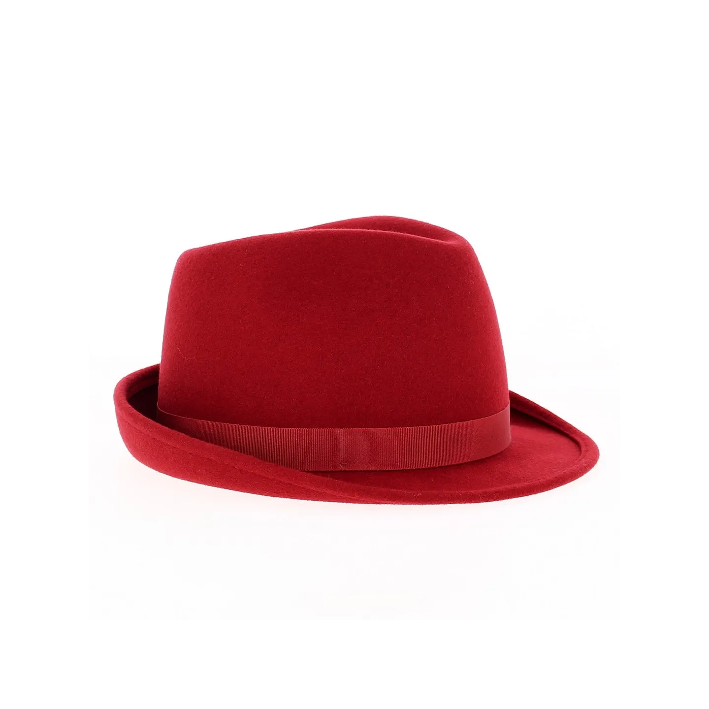 Trilby hat in red wool felt