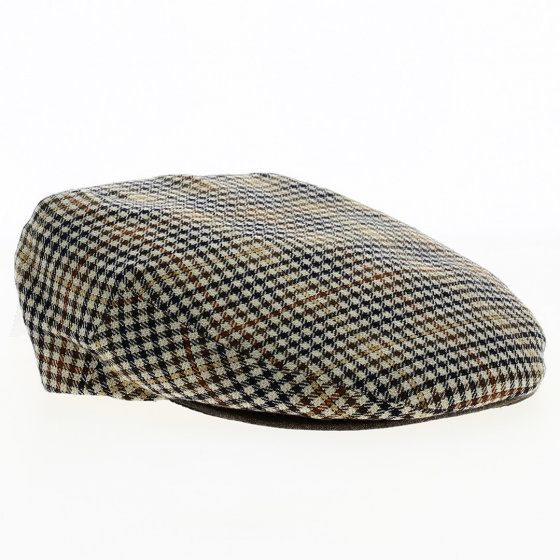 Delgo Houndstooth Flat Cap Linen Beige - City Sport