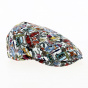 Polino Cotton Multicolored Curved Cap with Hawaiian Patterns - Flechet