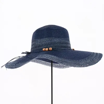 Capeline Safia Paille Papier Bleu Marine  - Traclet