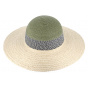Marseillan Green & Natural Paper Straw Wide-Brimmed Hat - Traclet