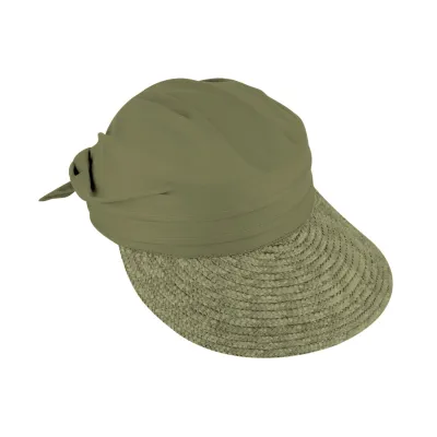 Lolita Straw & Cotton Olive Visor Cap - Traclet
