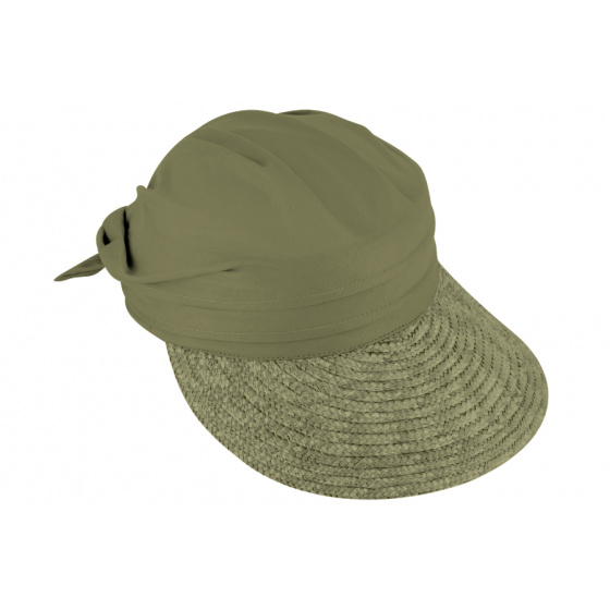 Lolita Straw & Cotton Olive Visor Cap - Traclet