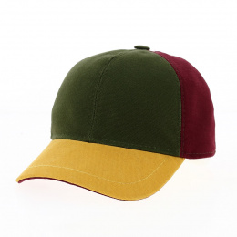 Berretto Cotton Tricolor Baseball Cap - Marone