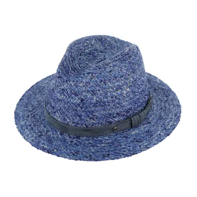 Chapeau Fedora Biscarosse Paille Marine - Traclet Reference : 15991| Chapellerie Traclet