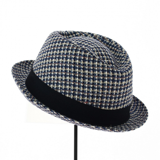 Chapeau Trilby Bertho Pied de Poule Coton Bleu marine - Marone Chapeau Trilby Bertho Pied de Poule Coton Bleu marine - Marone