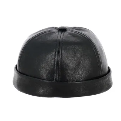 Bonnet Docker Nappa Noir Cuir - Traclet