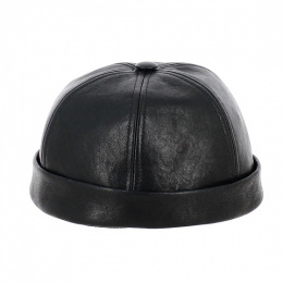 Black Leather Docker Beanie Nappa - Traclet