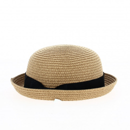 Maria Cloche Hat Child Straw Brown - Traclet