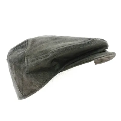 Falk Dark Brown Leather Flat Cap - Traclet
