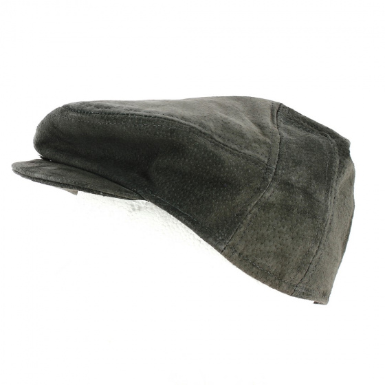 Falk Dark Brown Leather Flat Cap - Traclet
