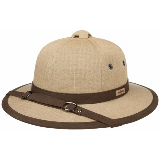 Colonial Pith Beige & Brown UPF40+ Helmet - Traclet