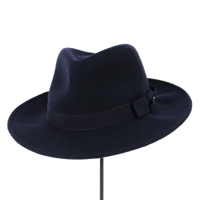 Chapeau Fedora Blues en Feutre Laine Marine - Traclet