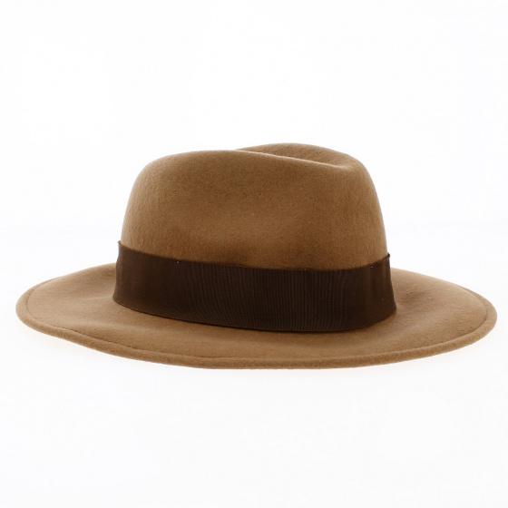India Camel Wool Felt Fedora Hat - Traclet