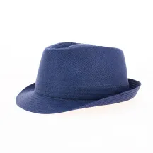 Chapeau Trilby Aby en Lin Bleu - Traclet