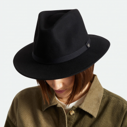 Fedora Messer Packable Black Wool Felt Hat - Brixton