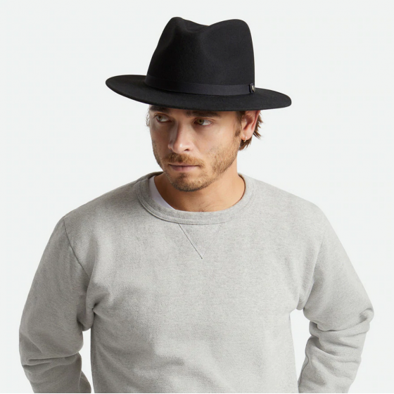 Chapeau Fedora Messer Packable Feutre Laine Noire - Brixton