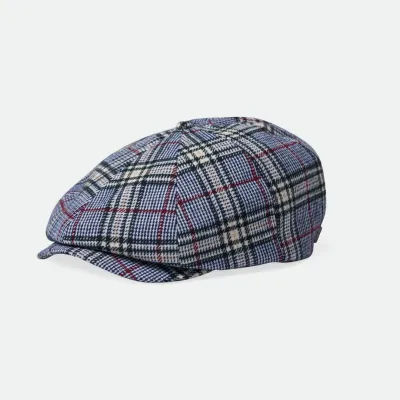 Casquette Brood à Carreaux Bleu et Bordeaux - Brixton