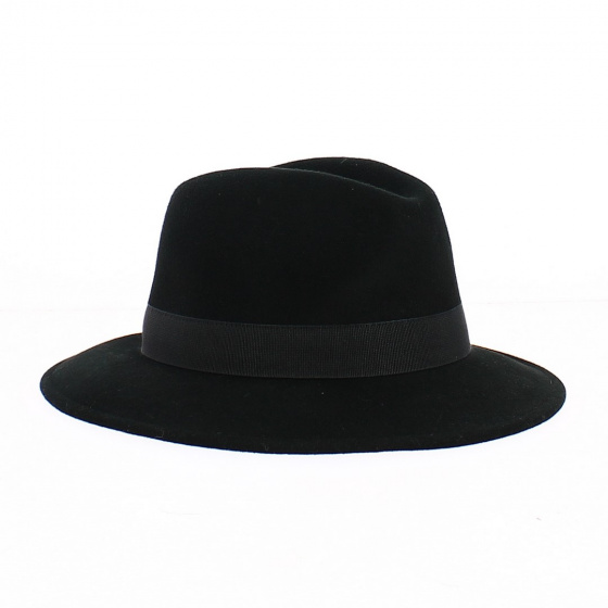 Chapeau Fedora Feutre Laine Edouard Noir Imperméable - Traclet Chapeau Fedora Feutre Laine Edouard Noir Imperméable - Traclet