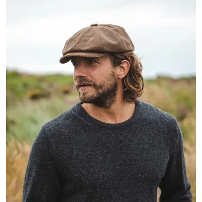 Casquette 8 côtes cuir vieilli