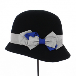 Cloche Hat Dona Wool Felt Black - Traclet