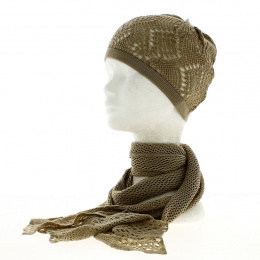 Beige Crochet Hat and Scarf Set - Esprit