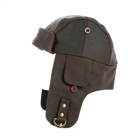 Boyington Brown Leather Car Helmet - Aussie Apparel
