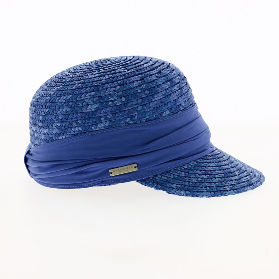 Casquette Paille Naturelle Bleue - Seeberger