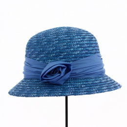 Blue jeans straw cloche hat