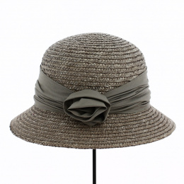 Straw cloche hat taupe