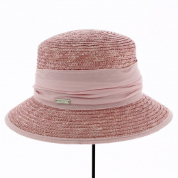 Cloche hat Erza natural straw pink - Traclet