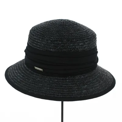 Chapeau cloche Erza paille naturelle noir - Traclet