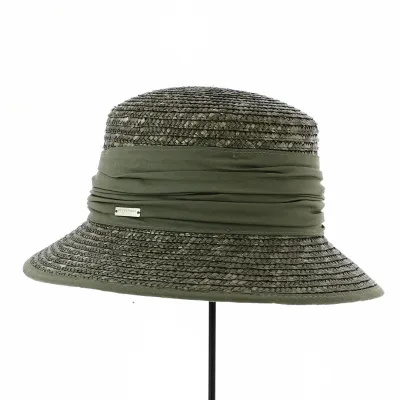 Chapeau cloche Erza paille naturelle olive - Traclet