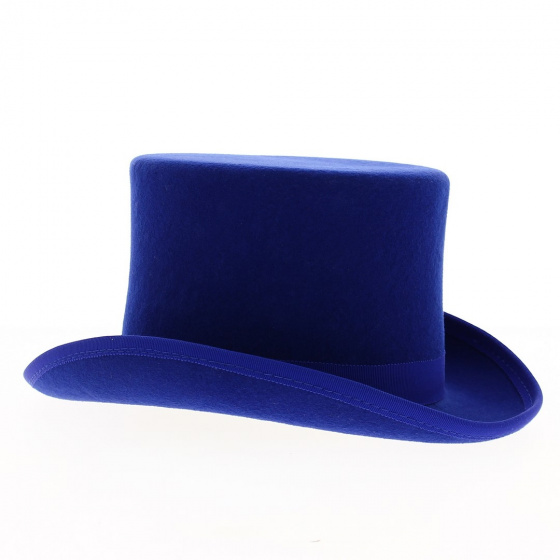 Chapeau Haut de Forme Feutre Laine Imperméable Bleu - Traclet