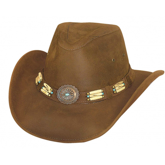 Cowboy Hat APALACHEE Brown Leather - Bullhide