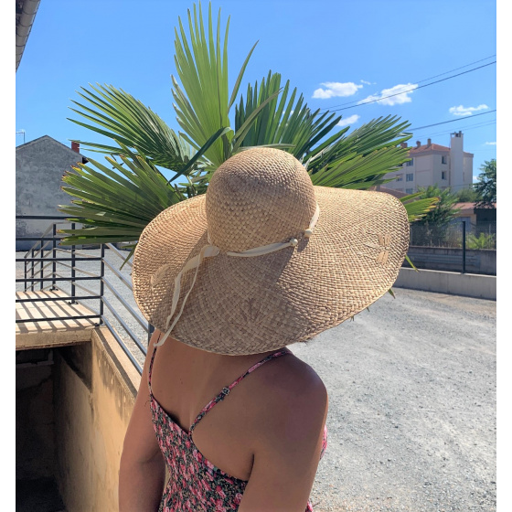 Natural Straw Birmmed Wide-Brimmed Hat - Traclet Natural Straw Birmmed Wide-Brimmed Hat - Traclet