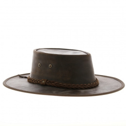 Squashy Brown leather kangaroo hat