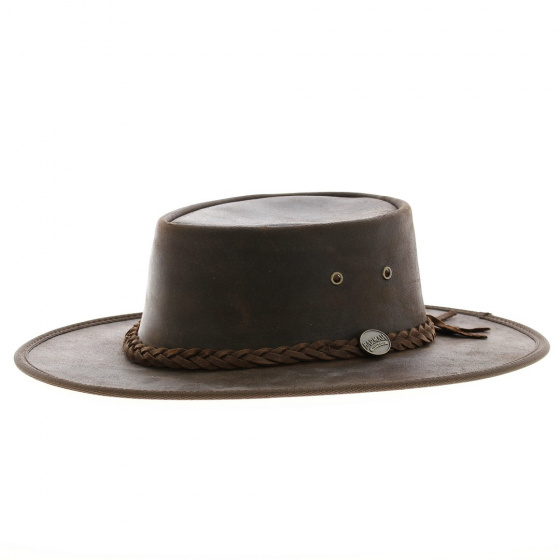 Squashy Brown leather kangaroo hat
