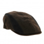 flat brown leather cap with black band