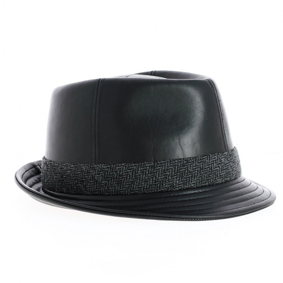 Trilby Jogo Black Leather Hat - Traclet