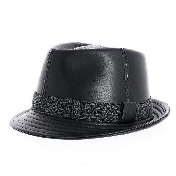 Trilby Jogo Black Leather Hat - Traclet