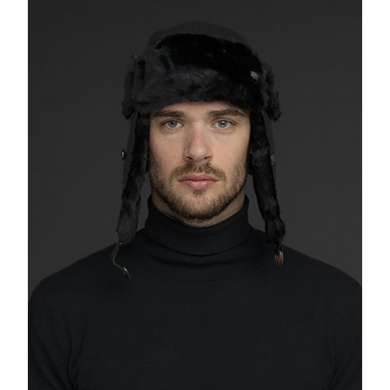 Black Leather Vega Ushanka - Bailey