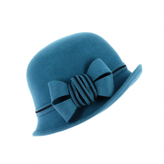 Chapeau femme cloche doriane bleu canard