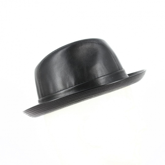 Chapeau Trilby Brazil Cuir Noir - Crambes