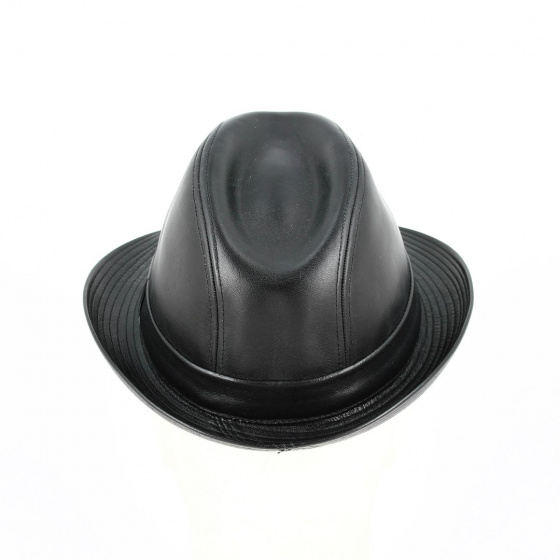 Black Leather Brazil Trilby Hat - Crambes