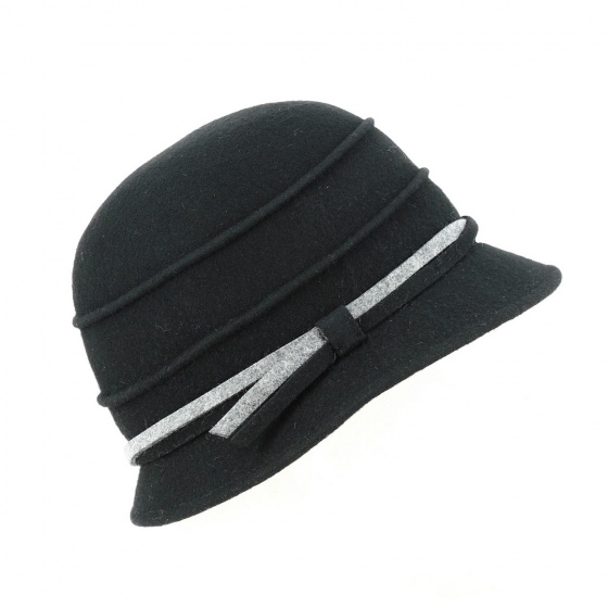 Milan Felt Cloche Hat Black