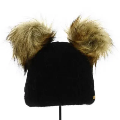 Two pom-pom faux fur beanie