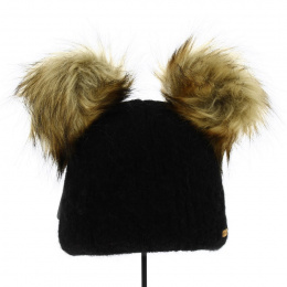 Two pom-pom faux fur beanie